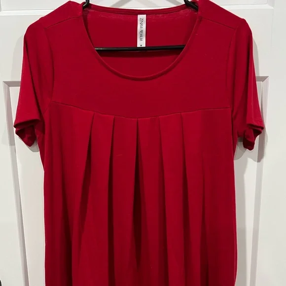 Zenana Red Pocket Tunic Shirt - Picture 1 of 3